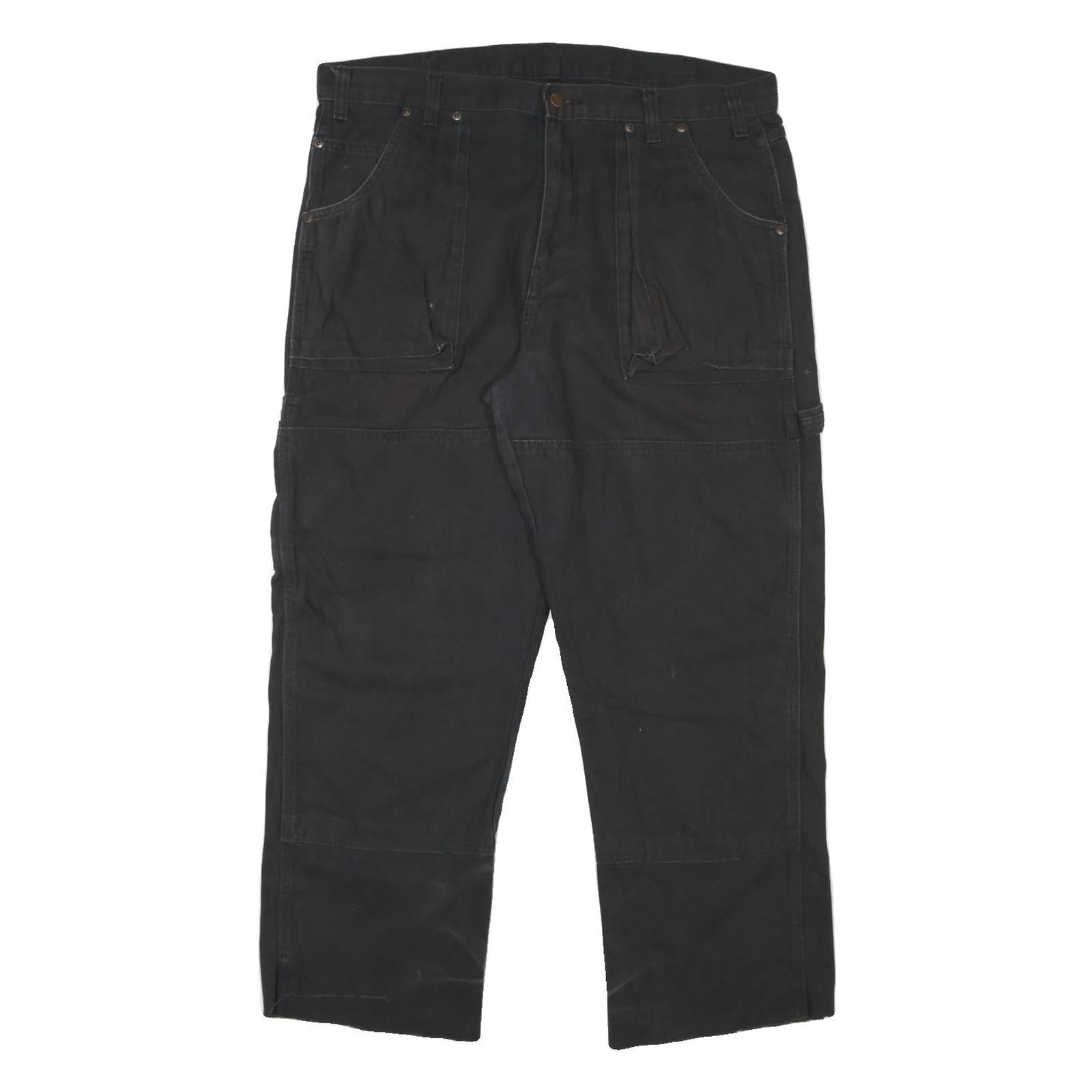 DICKIES Mens Black Cotton Blend Regular Fit Straight Trousers W37 L28 Workwear