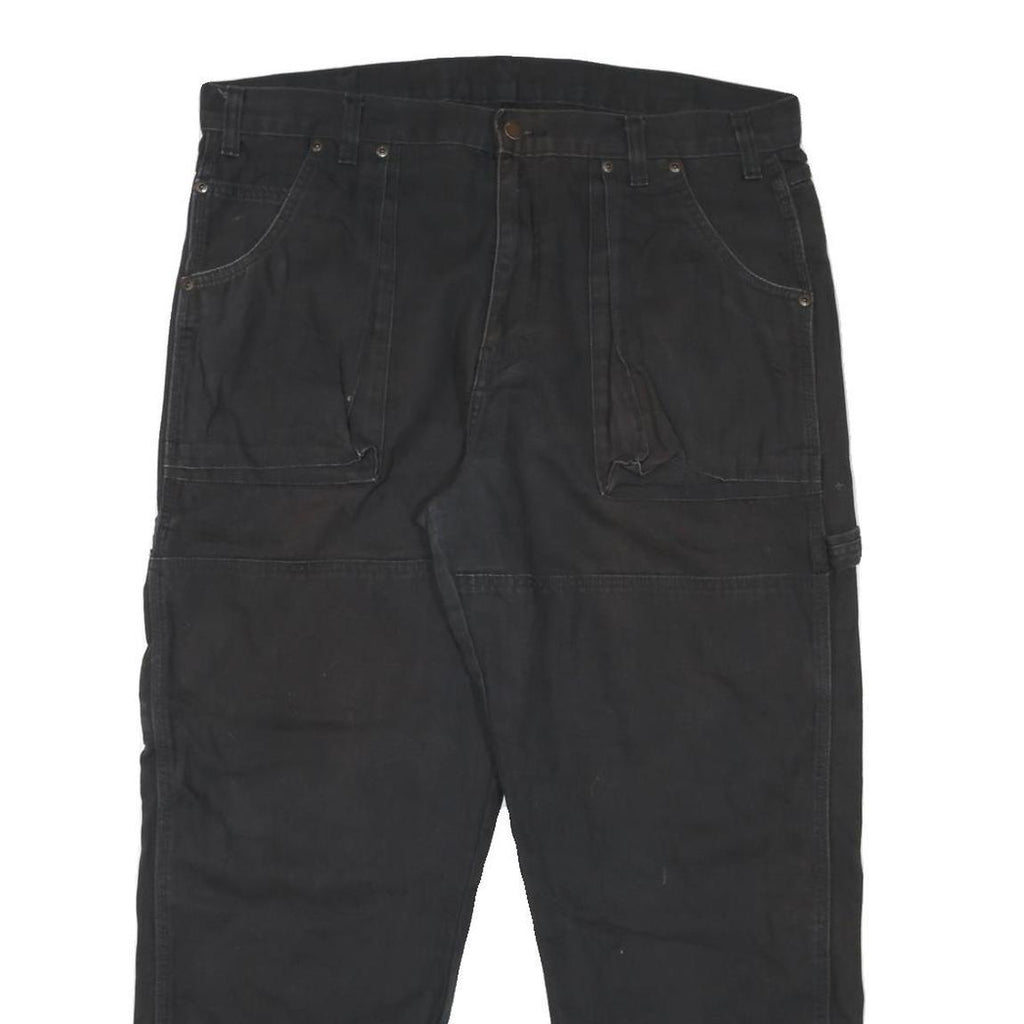 DICKIES Mens Black Cotton Blend Regular Fit Straight Trousers W37 L28 Workwear