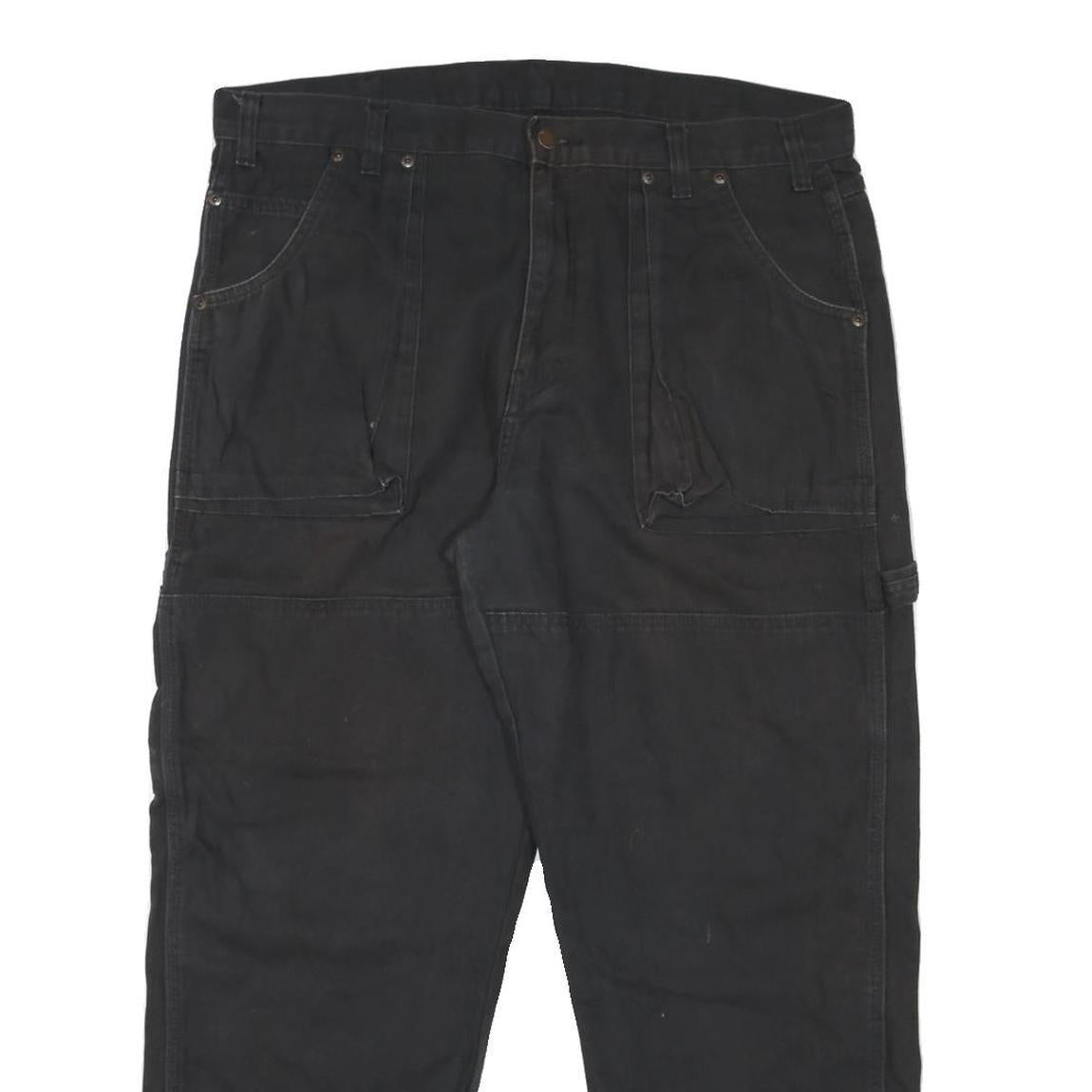 DICKIES Mens Black Cotton Blend Regular Fit Straight Trousers W37 L28 Workwear