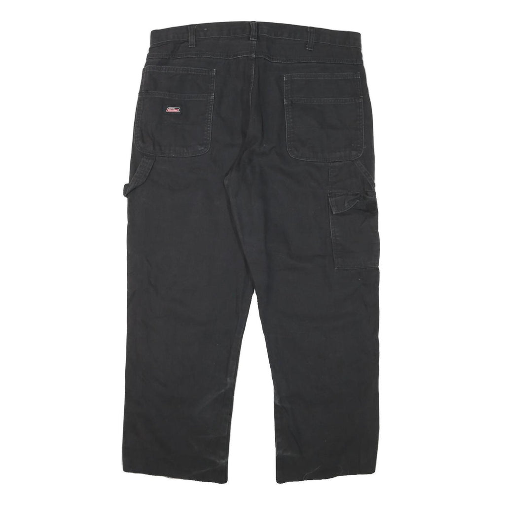DICKIES Mens Black Cotton Blend Regular Fit Straight Trousers W37 L28 Workwear
