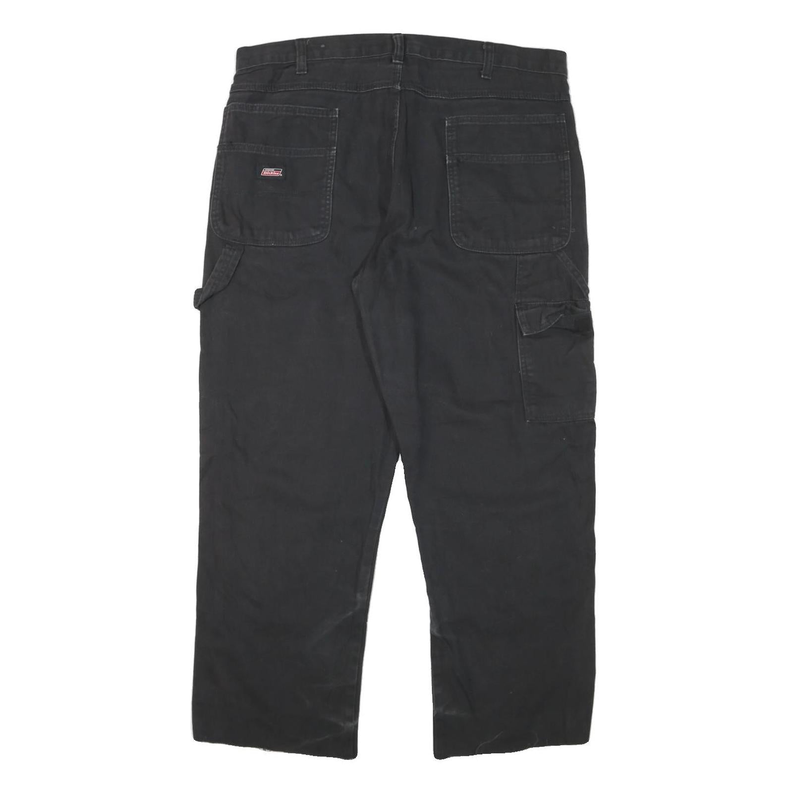 DICKIES Mens Black Cotton Blend Regular Fit Straight Trousers W37 L28 Workwear