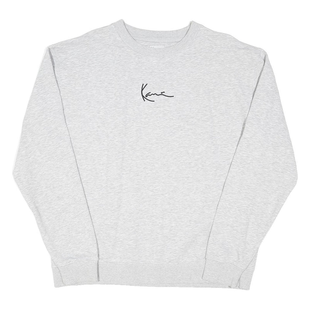 KARL KANI Mens Grey Sweatshirt Crew Neck L Cotton Blend Logo Embroidered