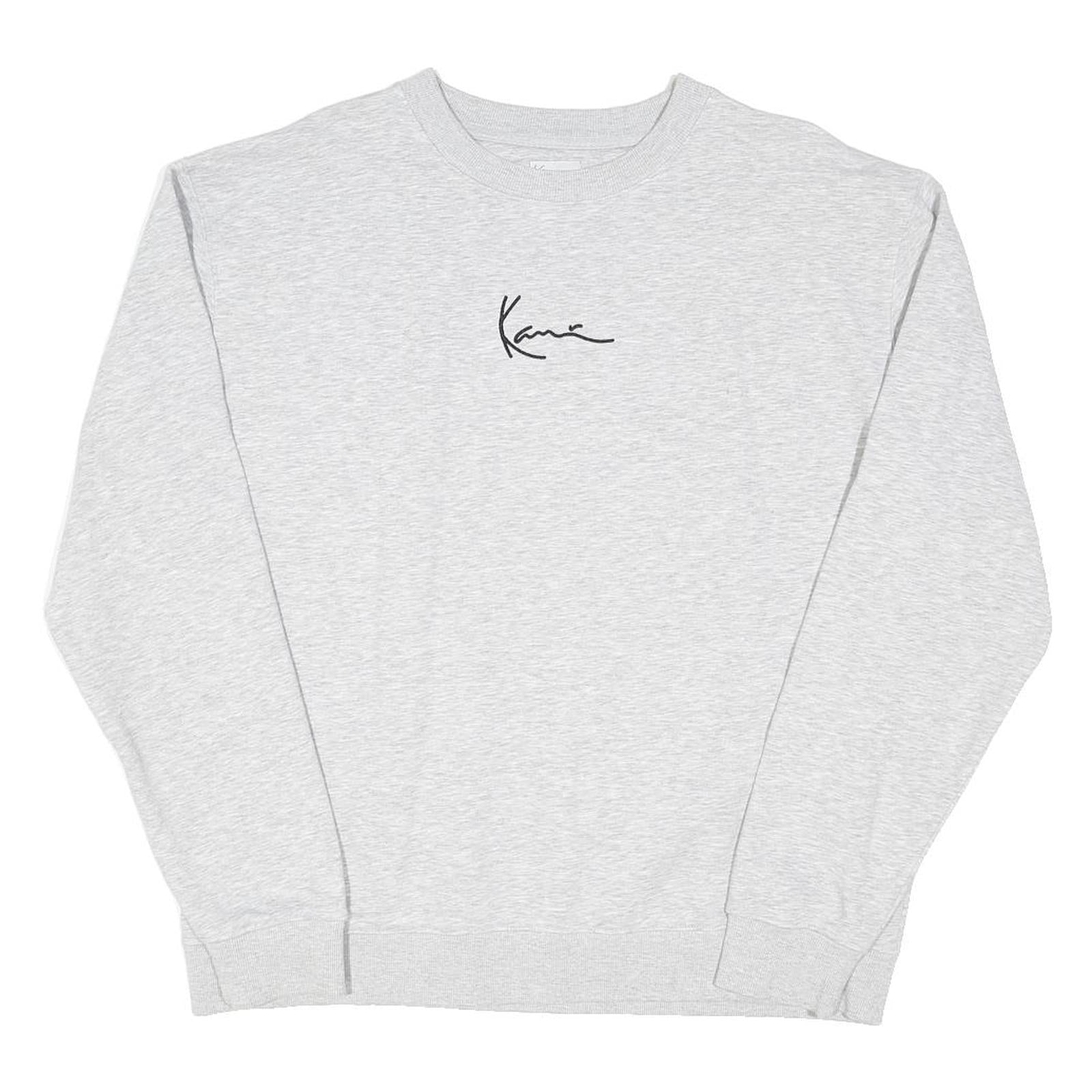 KARL KANI Mens Grey Sweatshirt Crew Neck L Cotton Blend Logo Embroidered