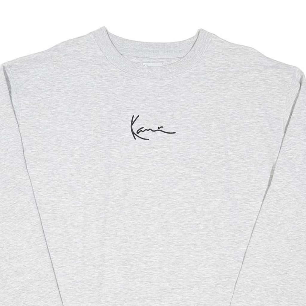 KARL KANI Mens Grey Sweatshirt Crew Neck L Cotton Blend Logo Embroidered
