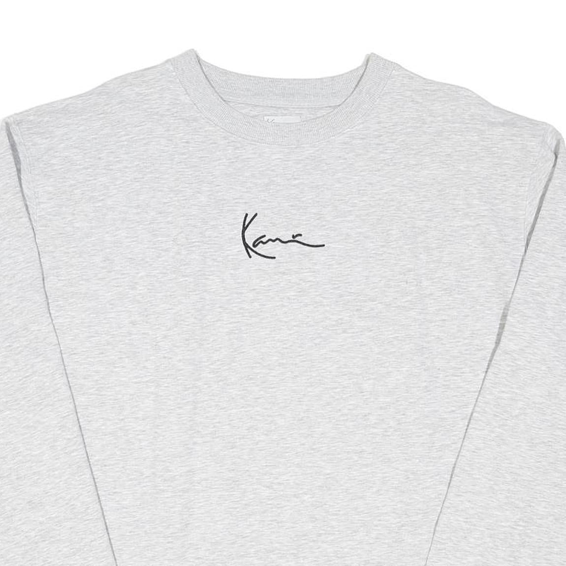KARL KANI Mens Grey Sweatshirt Crew Neck L Cotton Blend Logo Embroidered