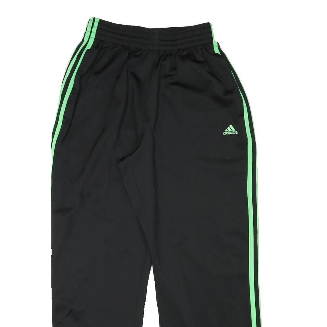 ADIDAS Mens Joggers Black & Green Slim Tapered S W24 L27 Athletic Track Pants