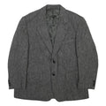 HARRIS TWEED Mens Grey Wool Blazer Jacket L Woven Herringbone Button Closure