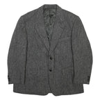 HARRIS TWEED Mens Grey Wool Blazer Jacket L Woven Herringbone Button Closure