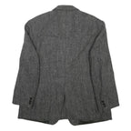 HARRIS TWEED Mens Grey Wool Blazer Jacket L Woven Herringbone Button Closure