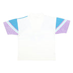 SERGIO TACCHINI Mens White Blue & Purple Retro Polo Shirt XL Vintage Cotton