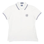 POLO RALPH LAUREN Mens White Navy Tennis Short Sleeve Plain XL Cotton Polo Shirt