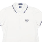 POLO RALPH LAUREN Mens White Navy Tennis Short Sleeve Plain XL Cotton Polo Shirt