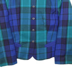 SANDY Womens Blue Jacket L Wool Check Button Closure Stylish Casual