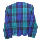 SANDY Womens Blue Jacket L Wool Check Button Closure Stylish Casual