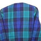 SANDY Womens Blue Jacket L Wool Check Button Closure Stylish Casual