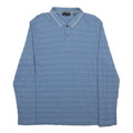 TED BAKER Mens Blue Striped Long Sleeve Polo Shirt L Cotton Classic Fit