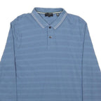 TED BAKER Mens Blue Striped Long Sleeve Polo Shirt L Cotton Classic Fit