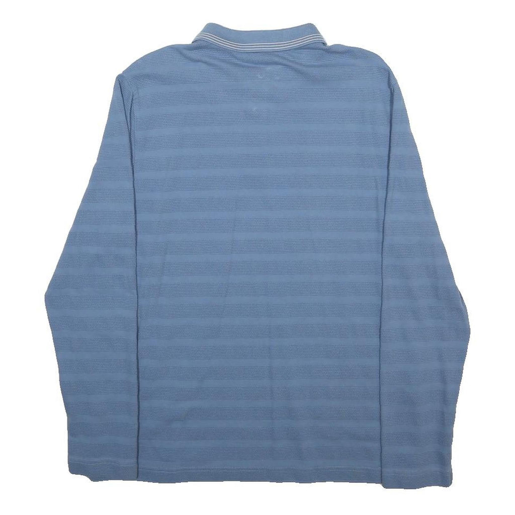 TED BAKER Mens Blue Striped Long Sleeve Polo Shirt L Cotton Classic Fit