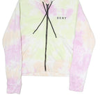 DKNY Womens Multicolour Tie Dye Zip Up Hoodie L Casual Cotton Sweatshirt