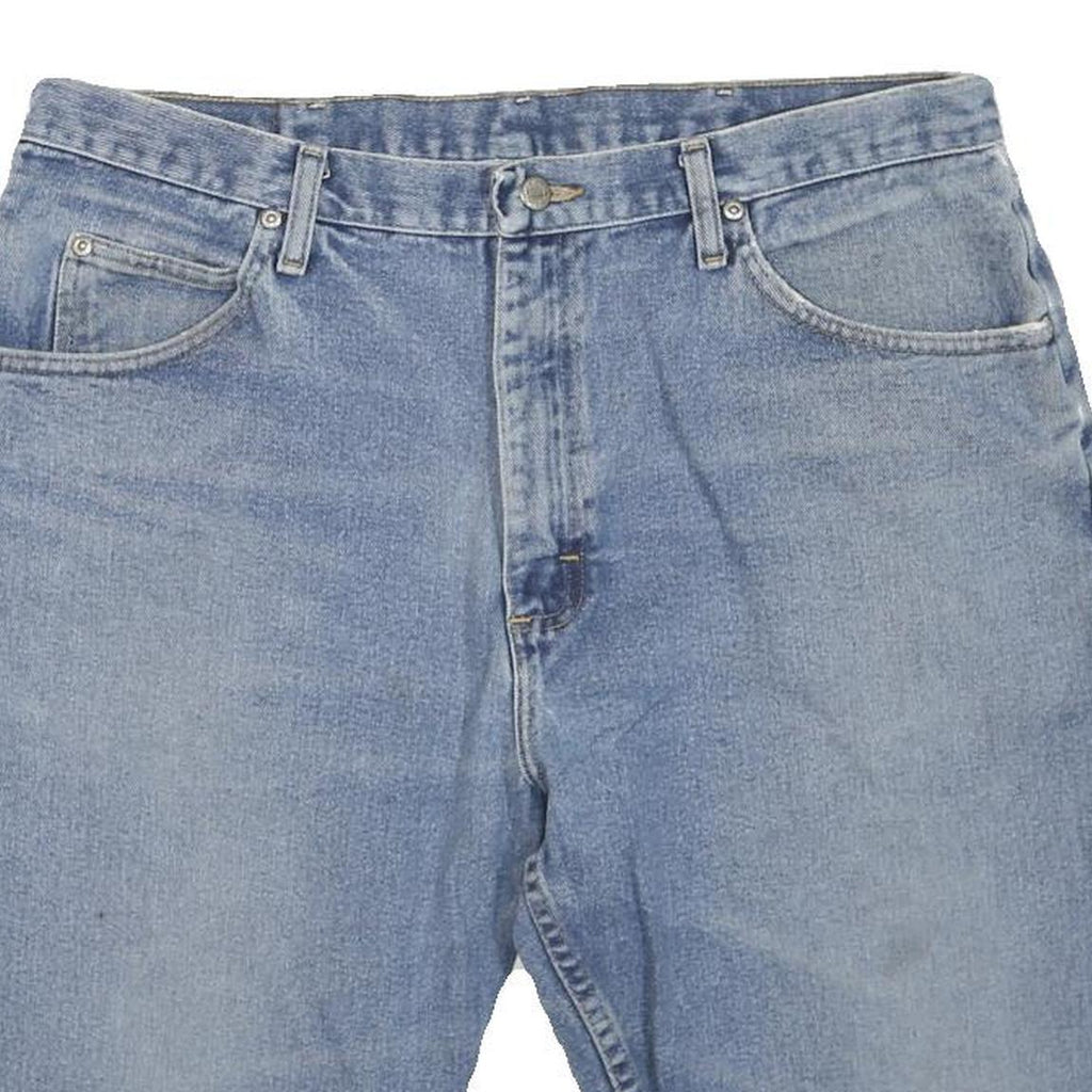 WRANGLER Mens Shorts Blue Denim L W38 Classic Cotton Blend Casual Zip Closure