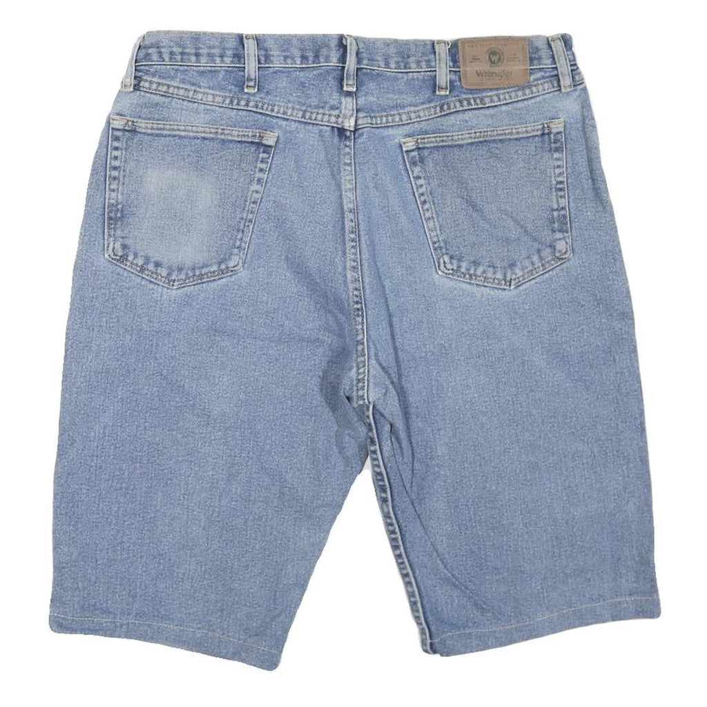 WRANGLER Mens Shorts Blue Denim L W38 Classic Cotton Blend Casual Zip Closure