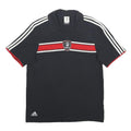 ADIDAS Mens Black Red & White Euro 2008 Short Sleeve Plain M Cotton Polo Shirt