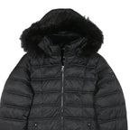 NAUTICA Womens Black Hooded Quilted Jacket L Polyester Blend Zip Puffer Coat