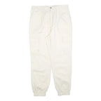 Womens Cotton Blend Slim Cargo Trousers White W32 L28 Elastic Hem Zip Closure