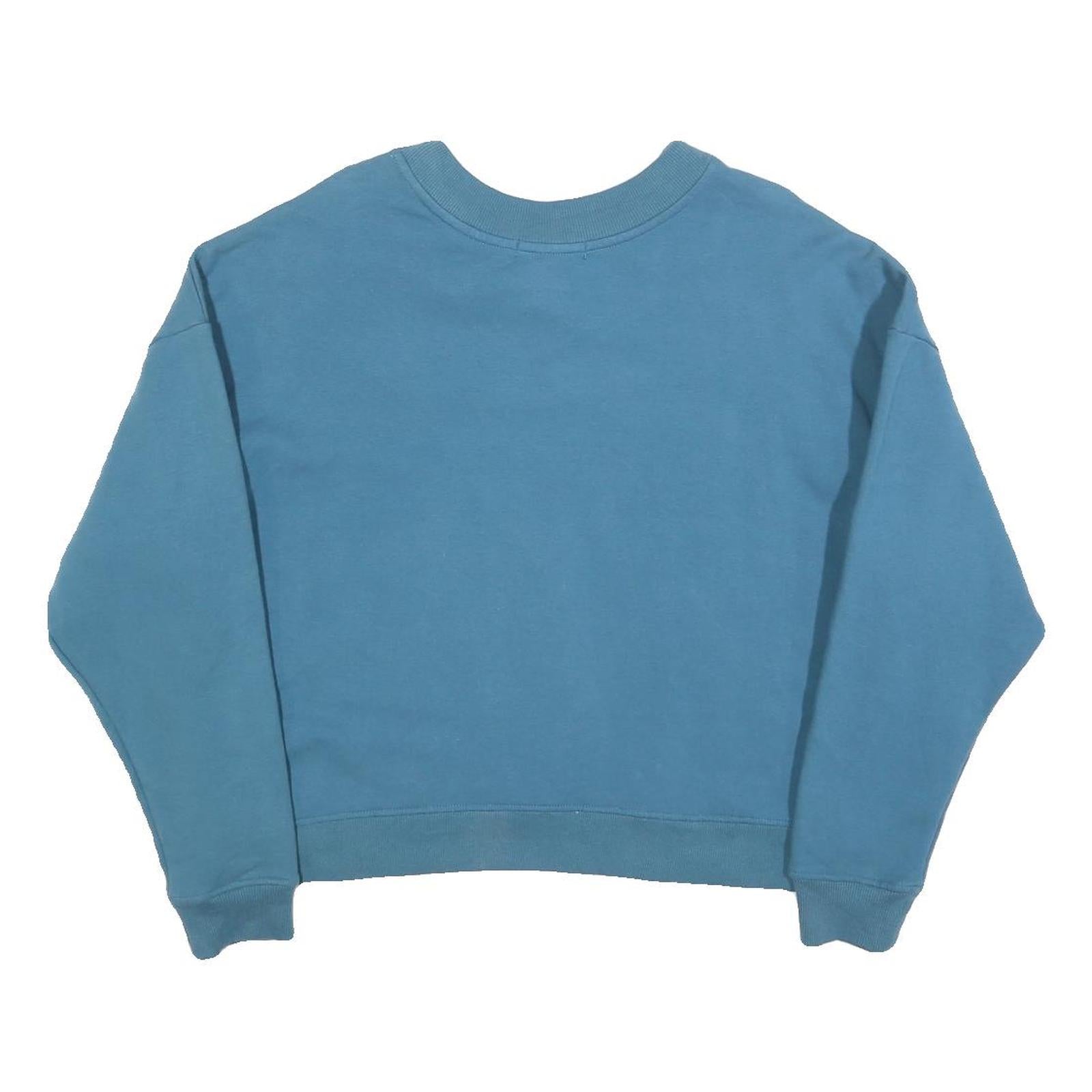 FILA Womens Blue V-Neck Sweatshirt UK 12 Cotton Blend Casual Pullover