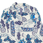 Womens Printed Blouse Blue Long Sleeve Crazy Pattern S