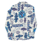 Womens Printed Blouse Blue Long Sleeve Crazy Pattern S