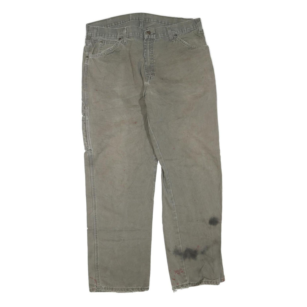 DICKIES Mens Regular Fit Workwear Jeans Beige Cotton Blend Zip W38 L32 Painter