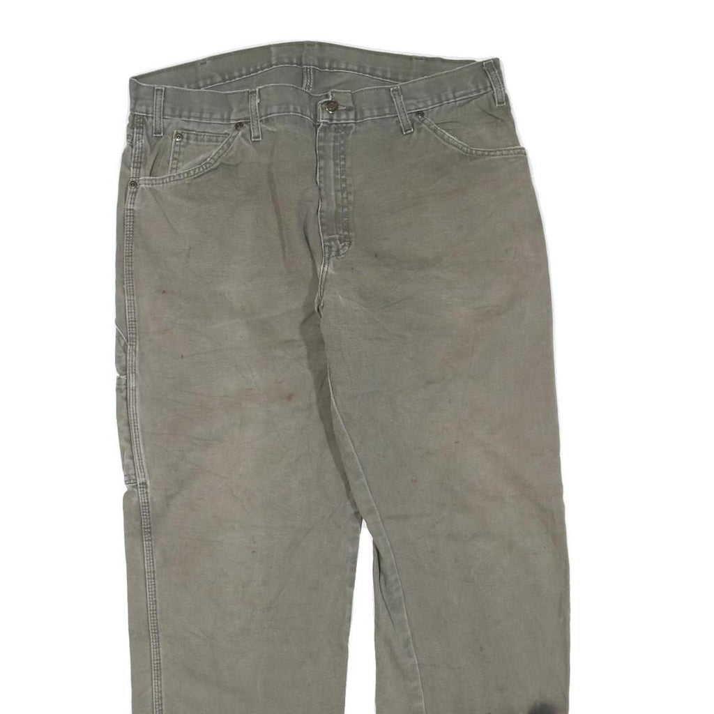 DICKIES Mens Regular Fit Workwear Jeans Beige Cotton Blend Zip W38 L32 Painter