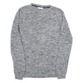 SELECTED HOMME Mens Grey Patterned Cotton Blend Jumper Crew Neck M Casual