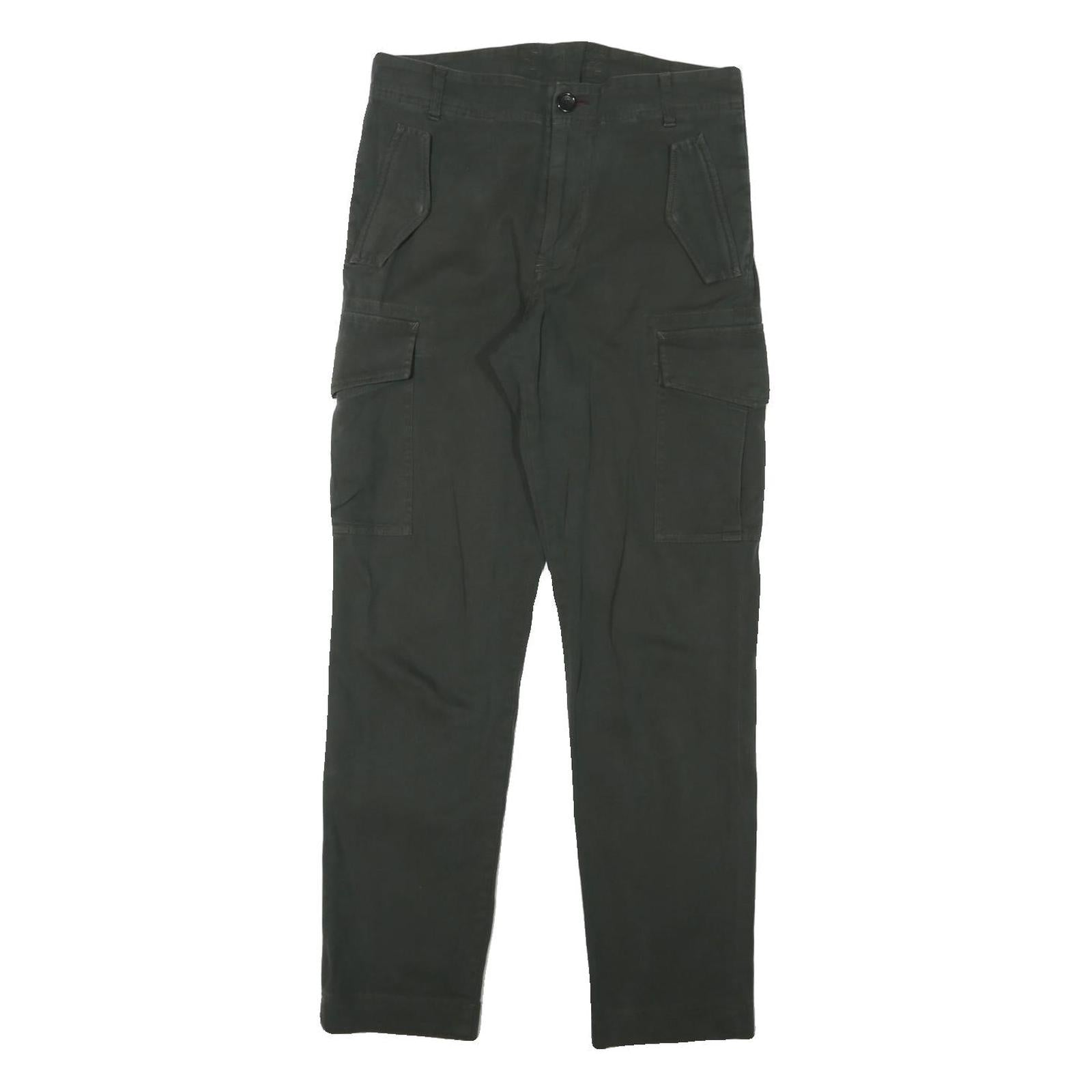 PAUL SMITH Mens Cotton Blend Black Regular Cargo Trousers W30 L30 Workwear Zip