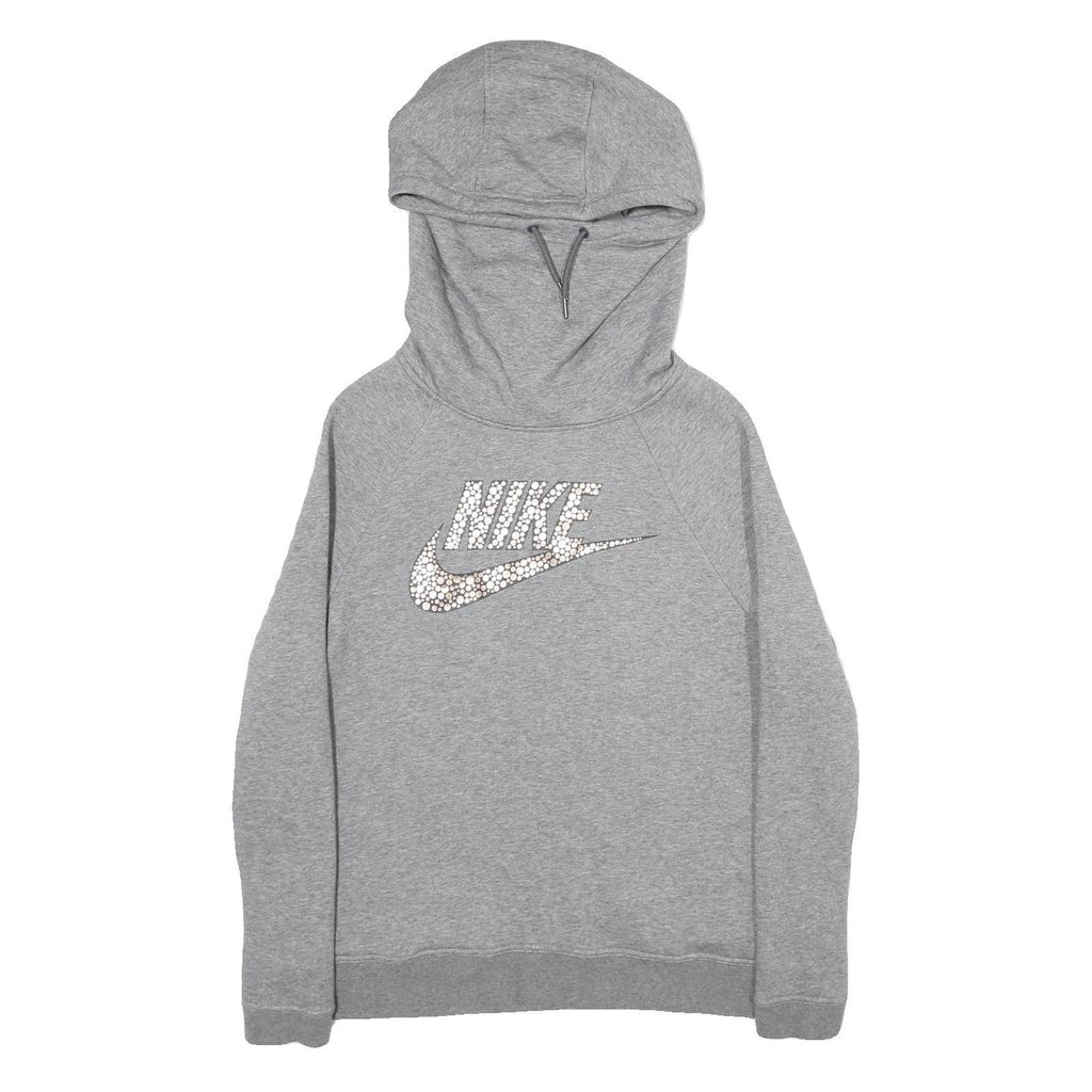 NIKE Womens Grey Hoodie L Cotton Blend Pullover Casual Sportswear