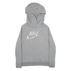 NIKE Womens Grey Hoodie L Cotton Blend Pullover Casual Sportswear