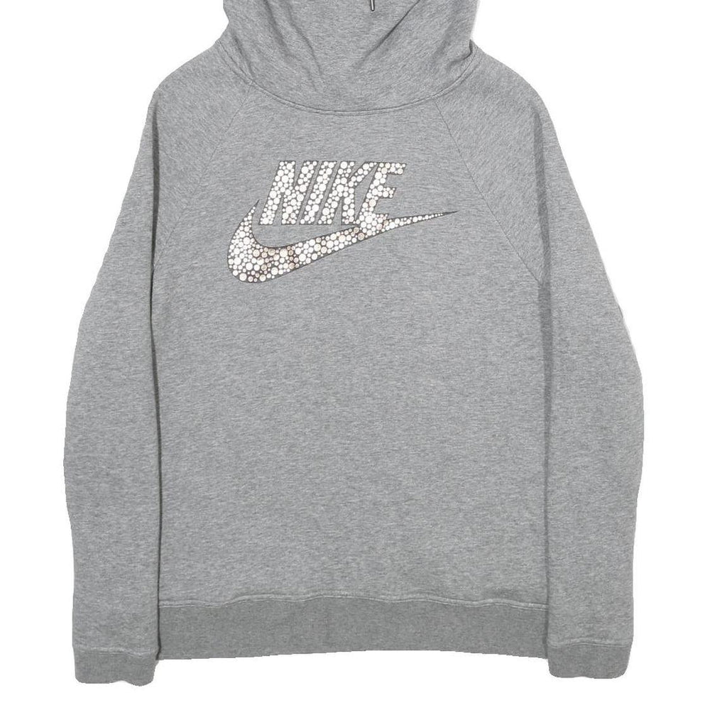 NIKE Womens Grey Hoodie L Cotton Blend Pullover Casual Sportswear