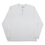 CARHARTT Mens Grey Henley Long Sleeve T-Shirt L Cotton Blend Pocket