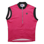 ETXEONDO Womens Pink & Black Sleeveless T-Shirt L Zip Collar Cycling Top