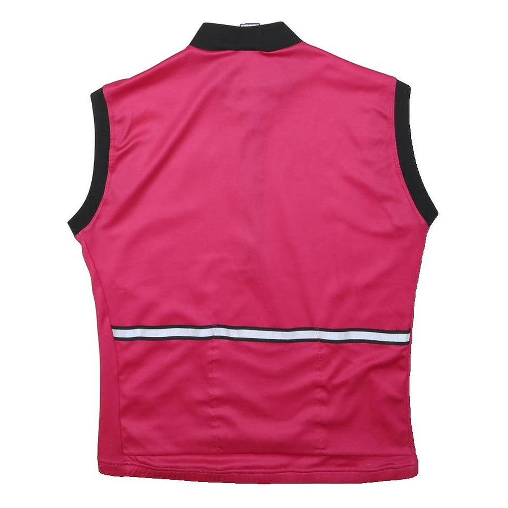 ETXEONDO Womens Pink & Black Sleeveless T-Shirt L Zip Collar Cycling Top