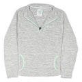 WEIRD FISH Womens Grey & Mint Patterned Jumper Pullover Crew Neck Rib Knit UK 14