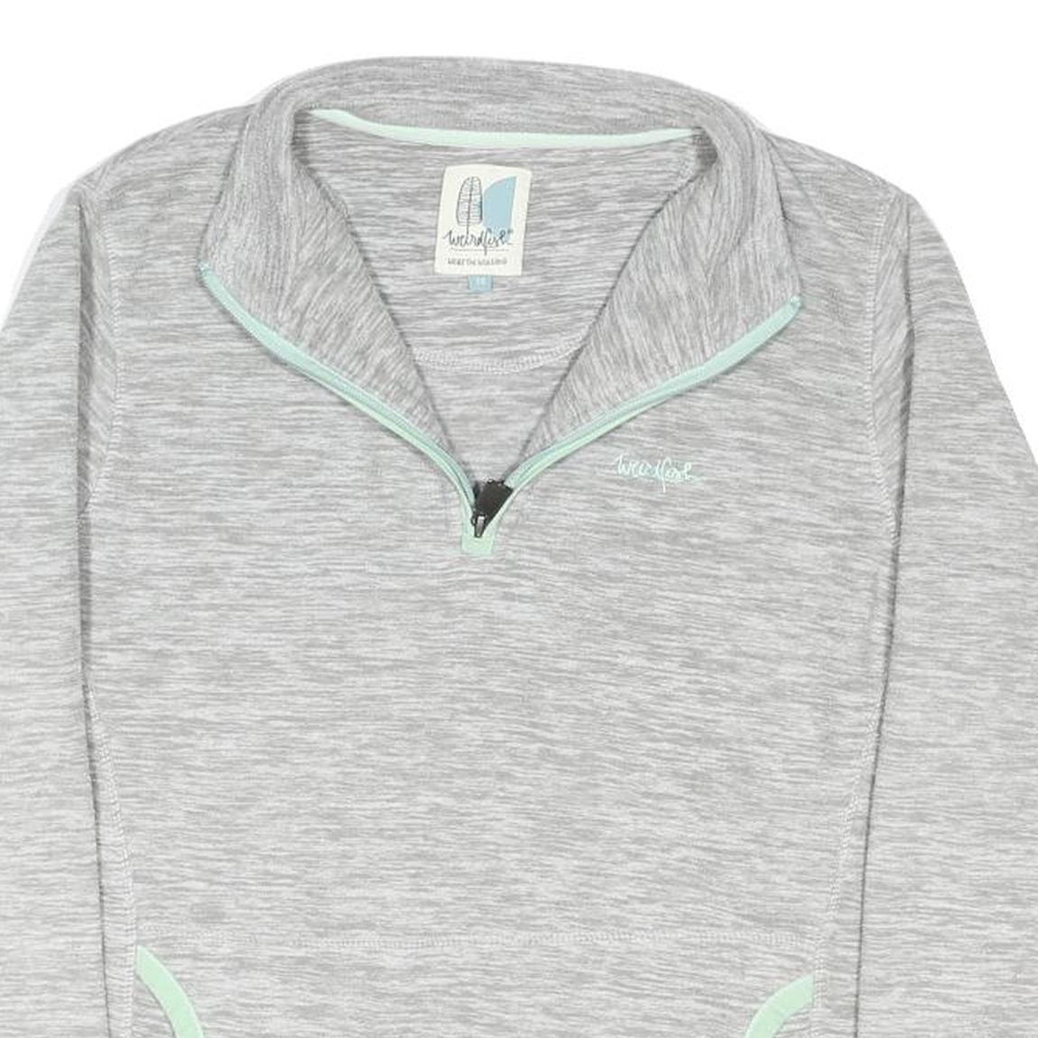 WEIRD FISH Womens Grey & Mint Patterned Jumper Pullover Crew Neck Rib Knit UK 14