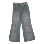 Womens Relaxed Blue Denim Jeans W29 L27 Zip Patchwork Relaxed Fit Casual