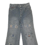 Womens Relaxed Blue Denim Jeans W29 L27 Zip Patchwork Relaxed Fit Casual