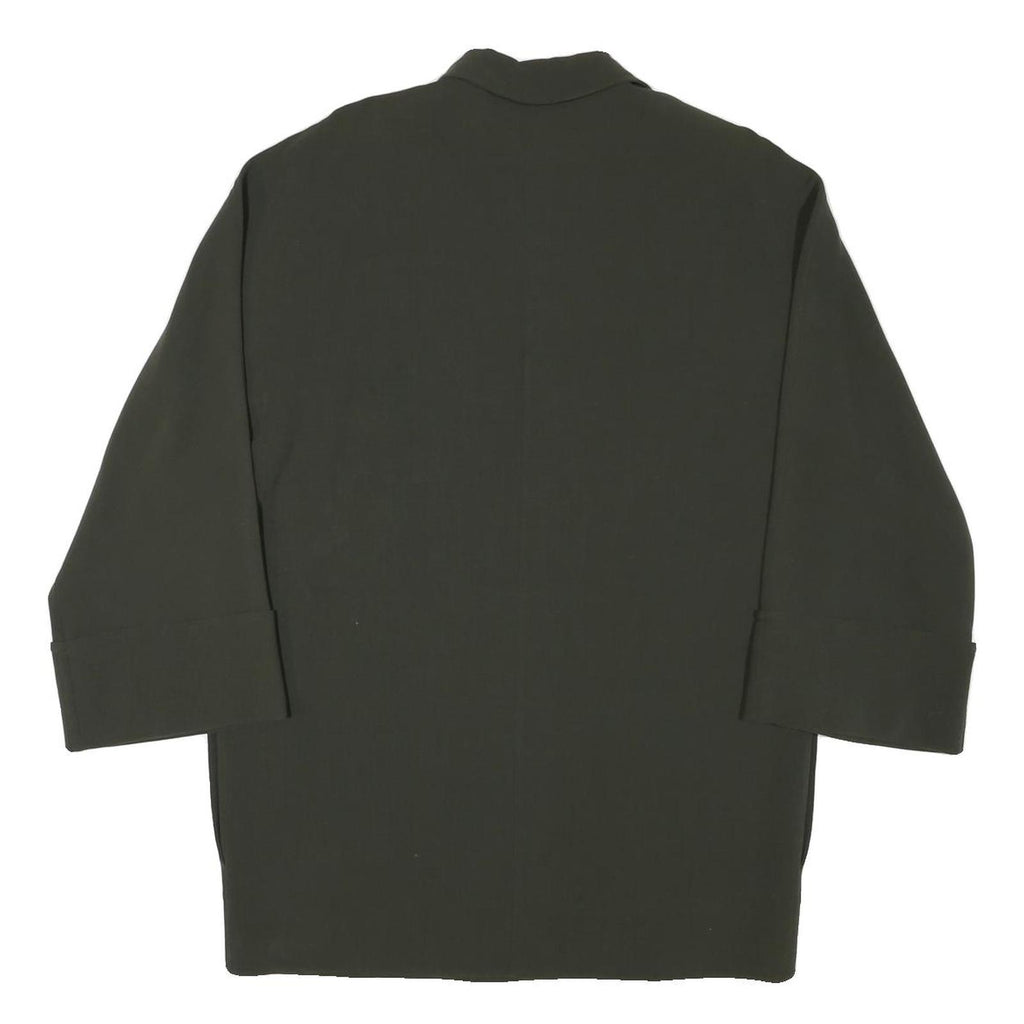 KRIZIA Womens Green Wool Blend Jacket L Button Plain Classic Fit Long Sleeve