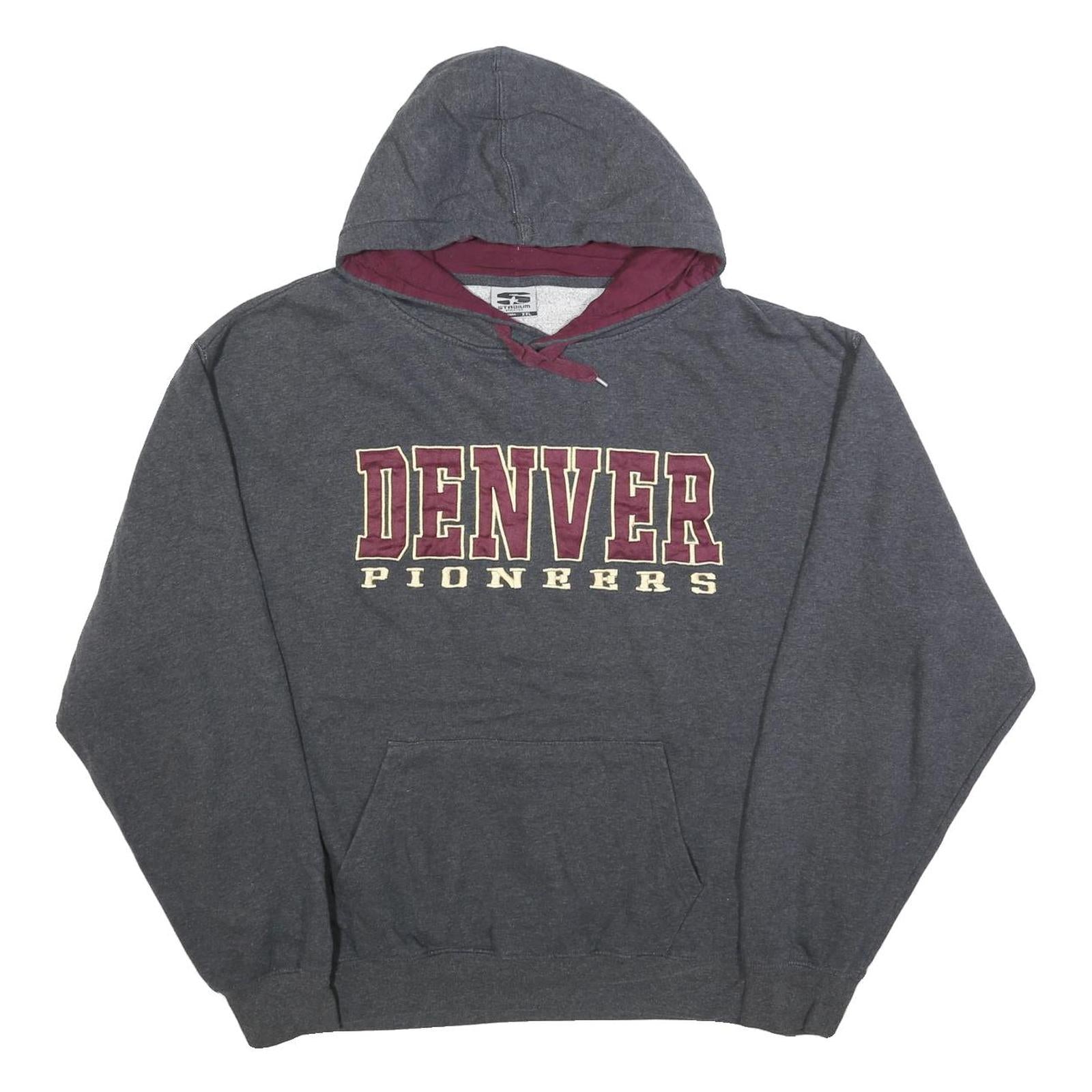 STADIUM Mens Grey & Burgundy Denver Pioneers Pullover Hoodie 2XL Casual
