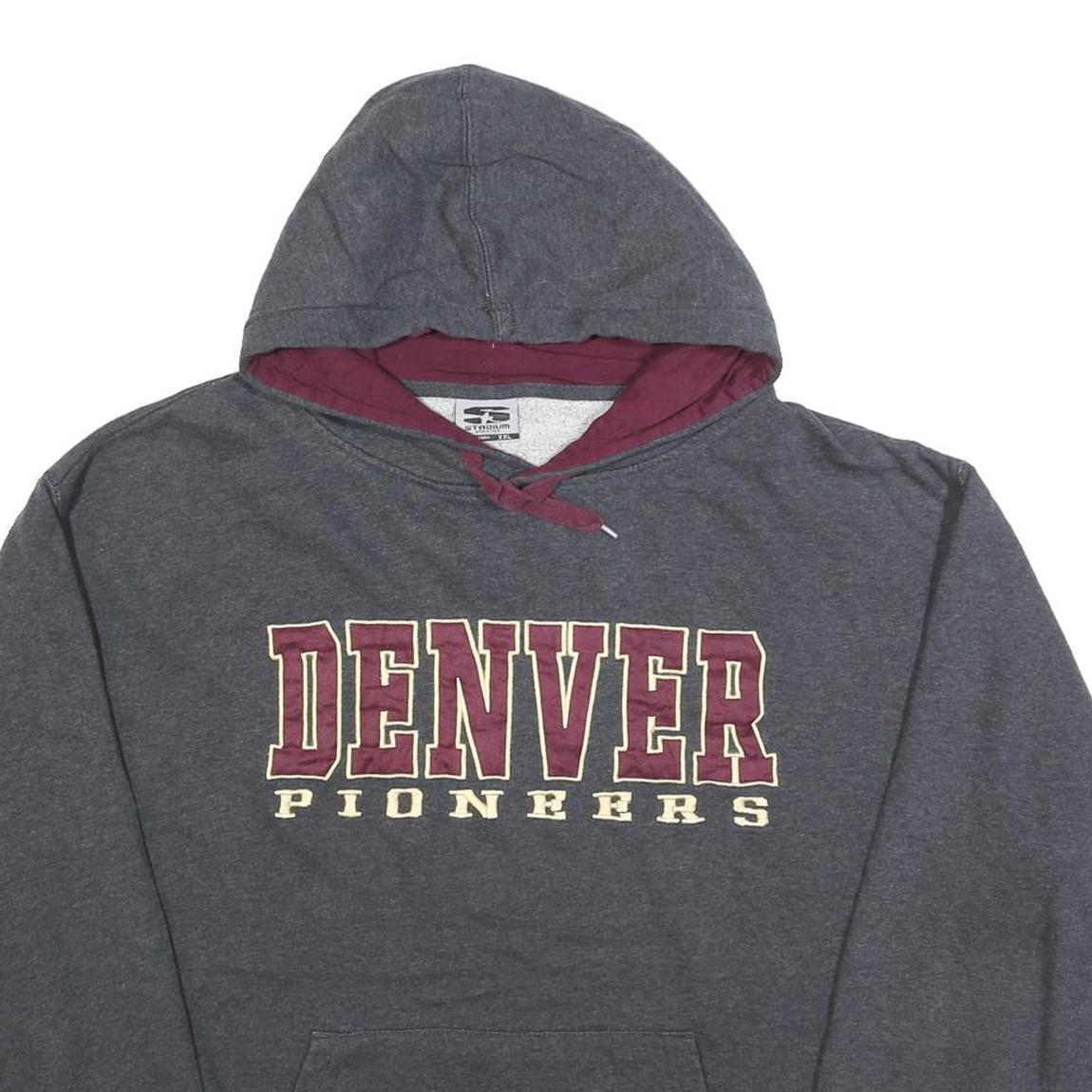 STADIUM Mens Grey & Burgundy Denver Pioneers Pullover Hoodie 2XL Casual