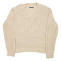 MARC O'POLO Womens Jumper Beige V-Neck Open Knit XS