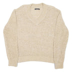 MARC O'POLO Womens Jumper Beige V-Neck Open Knit XS